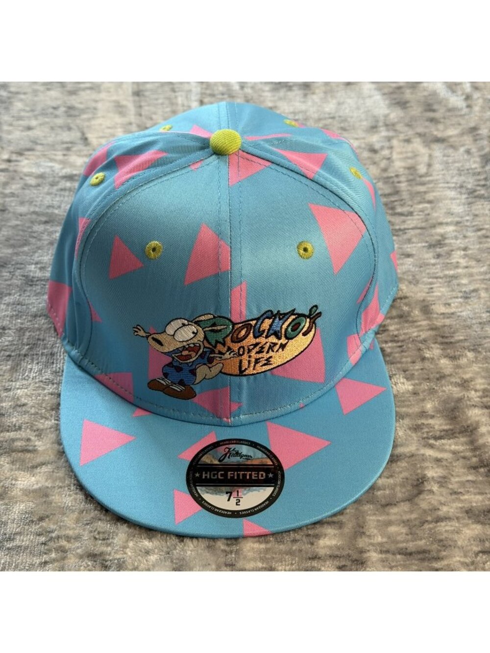 Rocko's Modern Life Headgear Classics Fitted Hat Size 7 1/2 Blue Pink Nicktoons